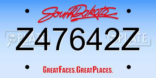 Z47642Z South Dakota License Plate