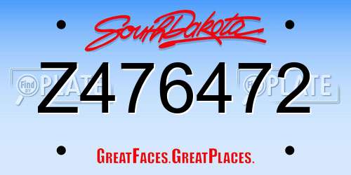 Z476472 South Dakota License Plate