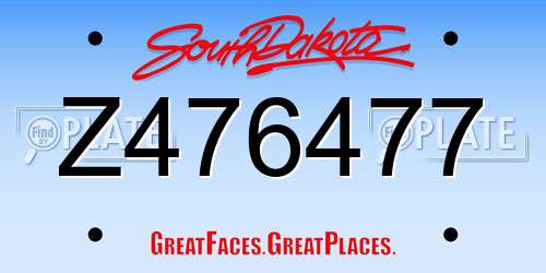 Z476477 South Dakota License Plate