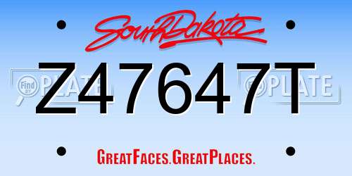 Z47647T South Dakota License Plate