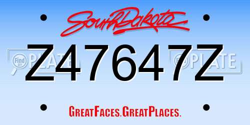 Z47647Z South Dakota License Plate