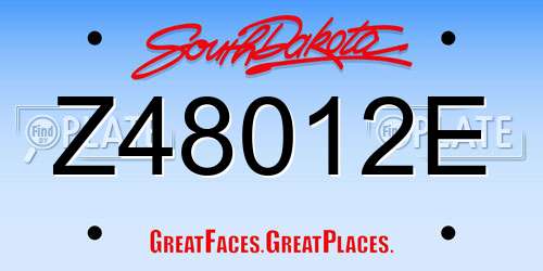 Z48012E South Dakota License Plate
