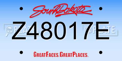 Z48017E South Dakota License Plate