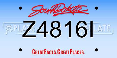 Z4816I South Dakota License Plate