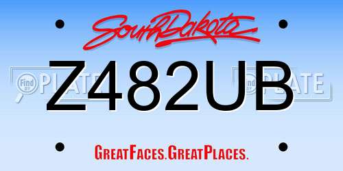 Z482UB South Dakota License Plate