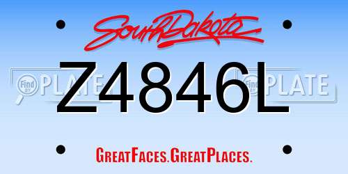 Z4846L South Dakota License Plate