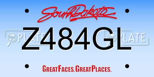 Z484GL South Dakota License Plate