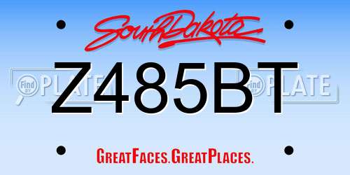 Z485BT South Dakota License Plate