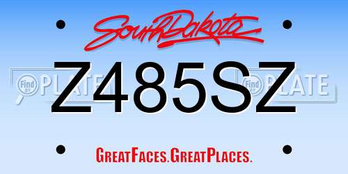 Z485SZ South Dakota License Plate