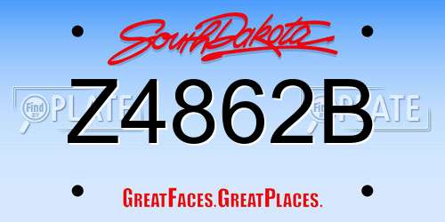 Z4862B South Dakota License Plate