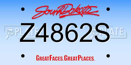 Z4862S South Dakota License Plate
