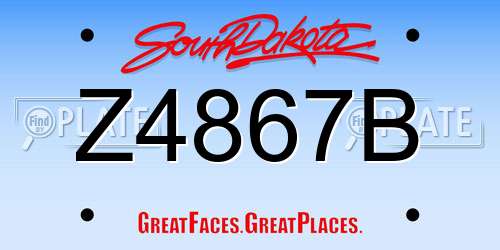 Z4867B South Dakota License Plate