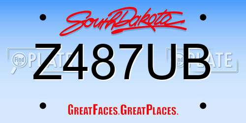 Z487UB South Dakota License Plate