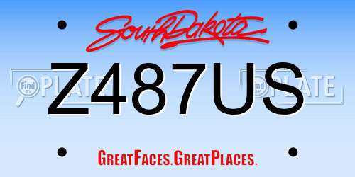 Z487US South Dakota License Plate