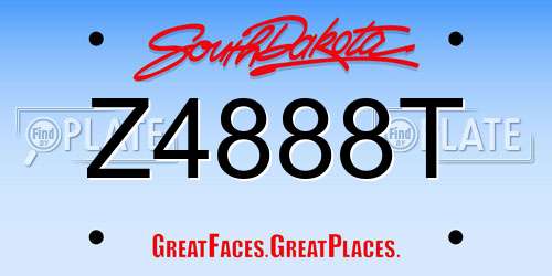 Z4888T South Dakota License Plate