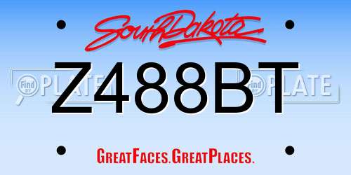 Z488BT South Dakota License Plate