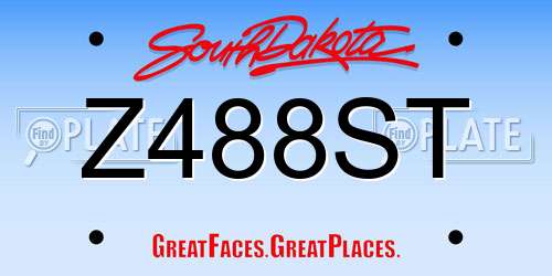 Z488ST South Dakota License Plate