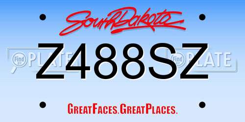Z488SZ South Dakota License Plate