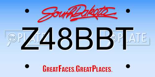 Z48BBT South Dakota License Plate