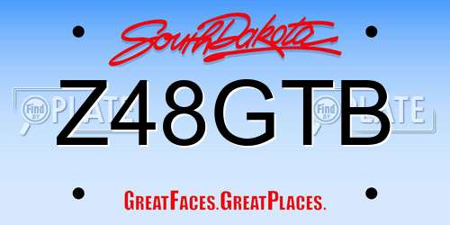 Z48GTB South Dakota License Plate