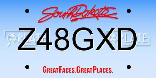 Z48GXD South Dakota License Plate