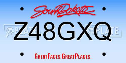 Z48GXQ South Dakota License Plate