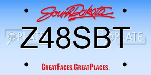 Z48SBT South Dakota License Plate