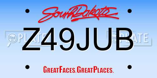 Z49JUB South Dakota License Plate