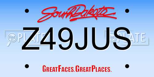 Z49JUS South Dakota License Plate