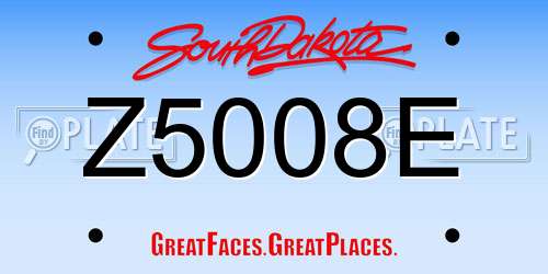 Z5008E South Dakota License Plate