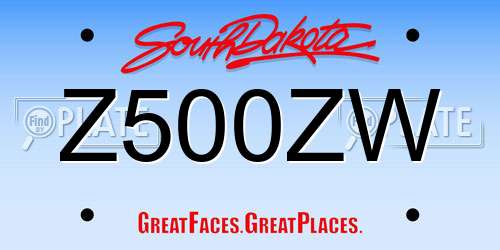 Z500ZW South Dakota License Plate