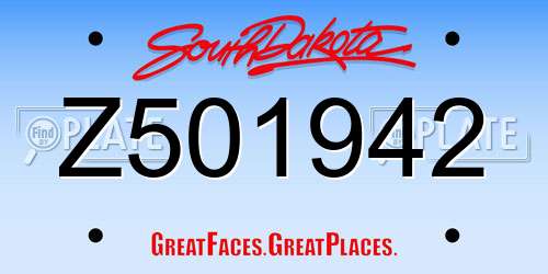 Z501942 South Dakota License Plate