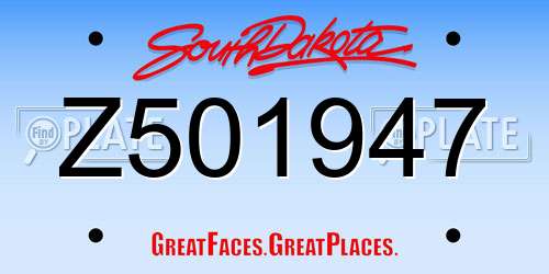 Z501947 South Dakota License Plate