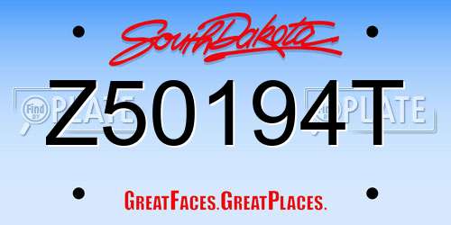 Z50194T South Dakota License Plate
