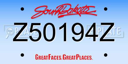 Z50194Z South Dakota License Plate