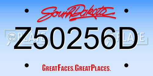Z50256D South Dakota License Plate