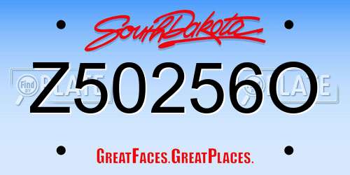 Z50256O South Dakota License Plate