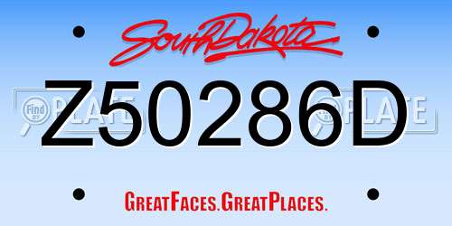 Z50286D South Dakota License Plate