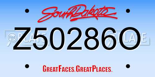 Z50286O South Dakota License Plate