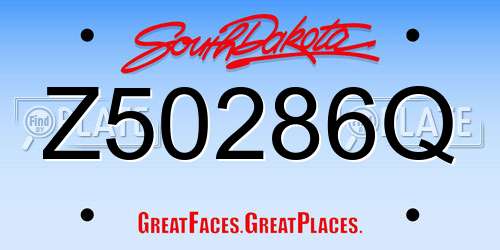 Z50286Q South Dakota License Plate