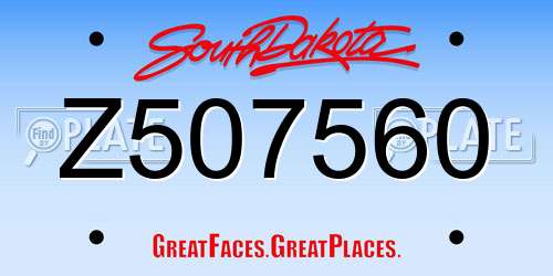 Z507560 South Dakota License Plate