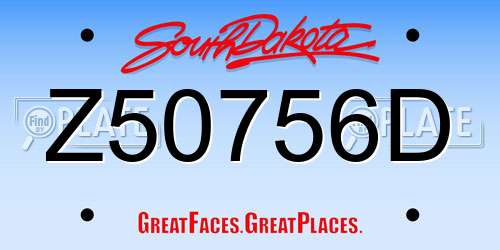 Z50756D South Dakota License Plate