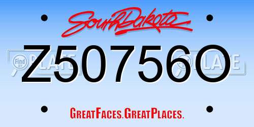 Z50756O South Dakota License Plate
