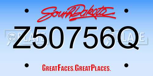 Z50756Q South Dakota License Plate