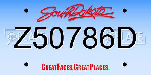 Z50786D South Dakota License Plate