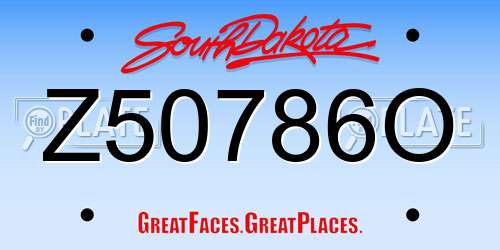 Z50786O South Dakota License Plate