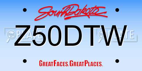 Z50DTW South Dakota License Plate