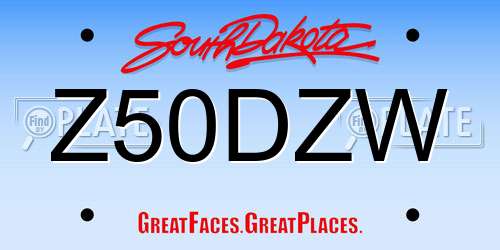 Z50DZW South Dakota License Plate