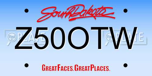 Z50OTW South Dakota License Plate