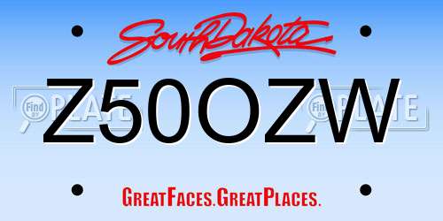 Z50OZW South Dakota License Plate